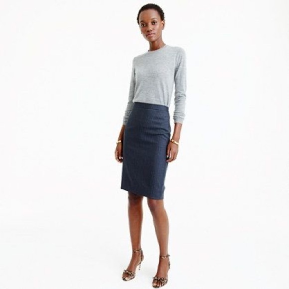 J. Crew Wool Grey Pin Stripe Pencil Skirt - Picture 1 of 9